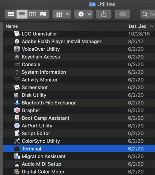 search for a file using mac terminal